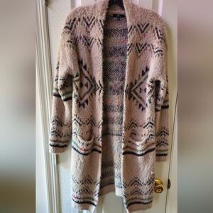 MM by My Michelle Long Cardigan Sweater w/Vibrant Geometric Pattern - Sz Medium
